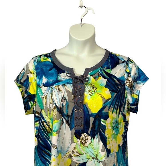 NWOT, Marie Claire Boutiques, Tunic Dress, XL, Yellow, Blue, White - Picture 4 of 9